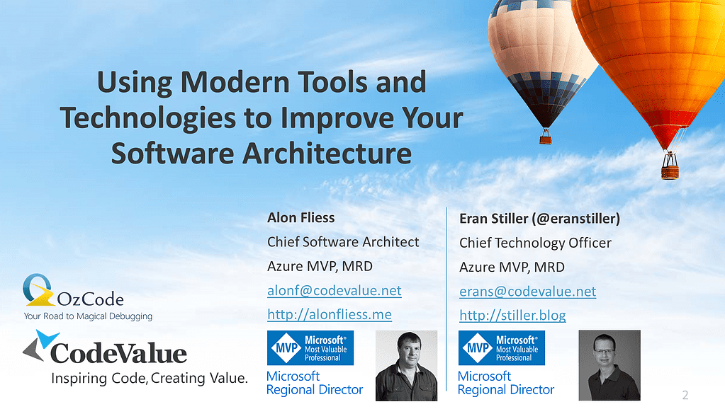 Using Modern Tools and Technologies to Improve Your Software Architecture Slide Cover